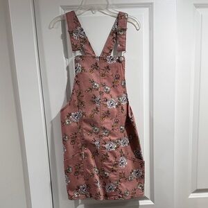 No Boundaries Blush Floral Mini Dress Overalls
